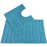 Allure Linear Rib 2 Piece Bathroom Set - Turquoise, Blue