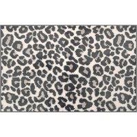 Allure Leopard Print Bath Mat - White, White