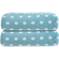 Allure 2 Pack Spots Bath Towels - Duck Egg, Blue