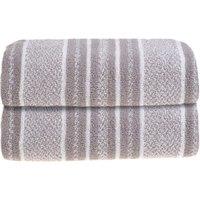 Allure 2 Pack Stripe Bath Towels - Grey, Grey