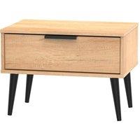 Welcome Furniture Ready Assembled Hirato 1 Drawer Soft Oak Midi Chest With Black Wooden Legs