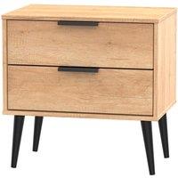 Welcome Furniture Ready Assembled Hirato 2 Drawer Sof Oak Midi Chest With Black Wooden Legs, Brown