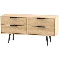 Welcome Furniture Ready Assembled Hirato 4 Drawer Soft Oak Bed Box With Black Wooden Legs, Brown