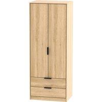 Welcome Furniture Ready Assembled Hirato 2 Door 2 Drawer Soft Oak Wardrobe, Brown