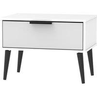 Welcome Furniture Ready Assembled Hirato 1 Drawer Grey/White Midi Chest With Black Wooden Legs, White
