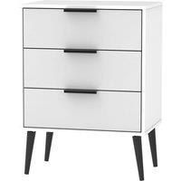 Welcome Furniture Ready Assembled Hirato 3 Drawer Grye/White Midi Chest With Black Wooden Legs, White