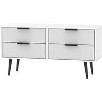 Welcome Furniture Ready Assembled Hirato 4 Drawer Grey/White Bed Box With Black Wooden Legs, White