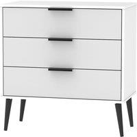 Welcome Furniture Ready Assembled Hirato 3 Drawer Grey/White Chest With Black Wooden Legs, White