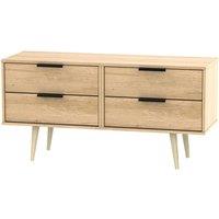 Welcome Furniture Ready Assembled Hirato 4 Drawer Soft Oak Bed Box With Wooden Legs, Brown