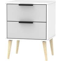 Welcome Furniture Ready Assembled Hirato 2 Drawer Grey/White Locker With Black Hairpin Legs, White