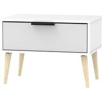 Welcome Furniture Ready Assembled Hirato 1 Drawer Grey/White Midi Chest With Black Hairpin Legs, White