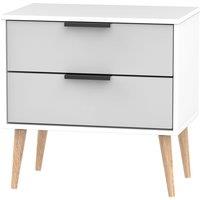 Welcome Furniture Ready Assembled Hirato 2 Drawer Grey/White Midi Chest With Black Hairpin Legs, White