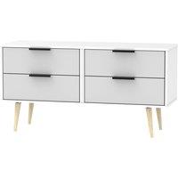 Welcome Furniture Ready Assembled Hirato 4 Drawer Grey/White Bed Box With Wooden Legs, White