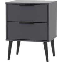 Welcome Furniture Ready Assembled Hirato 2 Drawer Black Locker With Black Wooden Legs, Black