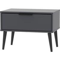 Welcome Furniture Ready Assembled Hirato 1 Drawer Black Midi Chest With Black Wooden Legs, Black