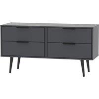 Welcome Furniture Ready Assembled Hirato 4 Drawer Black Bed Box With Black Wooden Legs, Black