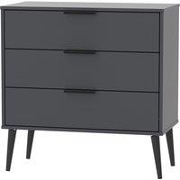 Welcome Furniture Ready Assembled Hirato 3 Drawer Black Chest, Black