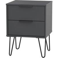 Welcome Furniture Ready Assembled Hirato 2 Drawer Black Locker With Black Hairpin Legs, Black