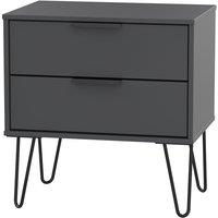 Welcome Furniture Ready Assembled Hirato 2 Drawer Black Midi Chest With Black Hairpin Legs, Black