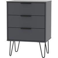 Welcome Furniture Ready Assembled Hirato 3 Drawer Black Midi Chest With Black Hairpin Legs, Black