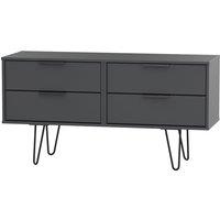 Welcome Furniture Ready Assembled Hirato 4 Drawer Black Bed Box With Black Hairpin Legs, Black