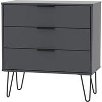 Welcome Furniture Ready Assembled Hirato 3 Drawer Black Chest With Black Hairpin Legs, Black