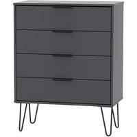Welcome Furniture Ready Assembled Hirato 4 Drawer Black Chest With Black Hairpin Legs, Black