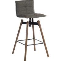 Teknik Spin Barstool with Grey Fabric Upholstery & Dark Wood Effect Legs, Grey