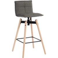 Teknik Spin Barstool with Grey Fabric Upholstery & Light Wood Effect Legs, Grey