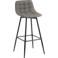 Teknik Quilt Barstool with Padded Grey Fabric Upholstery & Black Powder Coated Metal Legs, Grey