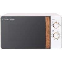 Russell Hobbs RHMM713 Scandi 17L 700W Manual Microwave ndash; White with Wooden Effect Handle