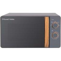 Russell Hobbs RHMM713G Scandi 17L 700W Manual Microwave ndash; Grey with Wooden Effect Handle