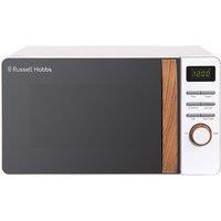 Russell Hobbs RHMD714 Scandi 700W 17L Digital Microwave - White with Wooden Effect Handle