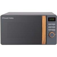 Russell Hobbs RHMD714G Scandi 700W 17L Digital Microwave ndash; Grey, with Wooden Effect Handle