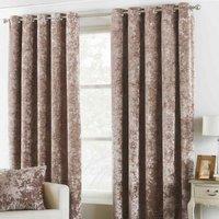 Paoletti Verona Crushed Velvet Ringtop Eyelet Curtains (Pair) Polyester Oyster (117X137Cm), Brown