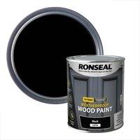 Ronseal 10 Year Weatherproof Black Satin Wood Paint, Black