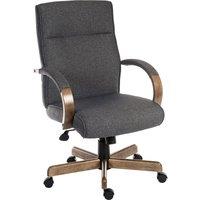Teknik Grayson Fabric Chair with Driftwood Effect Arms & Matching Five Star Base - Grey, Grey