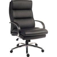 Teknik Samson Heavy-duty Leather Look Executive Chair with Padded Armrests & Sturdy Nylon Base - Black, Black
