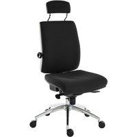 Teknik Office Ergo Plus Black Fabric 24 Hour Chair with Headrest and an Aluminium Pyramid Base - Rated Up To 24 Stone