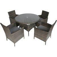 Charles Bentley 4 Seater Rattan Dining Set - Grey, Grey
