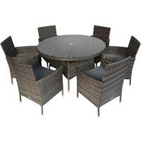 Charles Bentley 6 Seater Rattan Dining Set - Grey, Grey