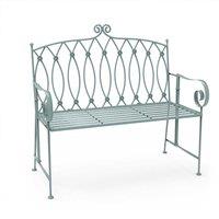 Charles Bentley Wrought Iron Bench - Sage Green, Green