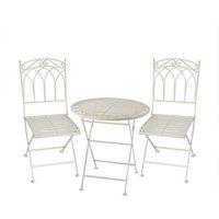 Charles Bentley Wrought Iron Bistro Set - Antique White, White