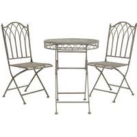 Charles Bentley Wrought Iron Bistro Set - Grey, Grey