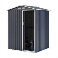 Charles Bentley 4.9' x 4.3' Metal Garden Shed - Grey, Grey