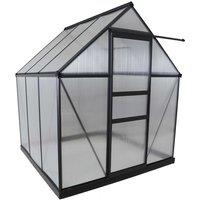 Charles Bentley 6' x 6.1' Auminium Framed Green House (with Zinc Steel Base included) - Grey, Grey
