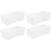 Wham Crystal Clear Storage Box with Lid 62L - Set of 4, Clear