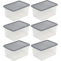 Wham Grey Storage Box & Lid 16L - Set of 6