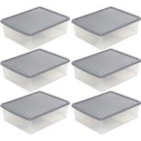 Wham Grey Storage Box & Lid 23.5L - Set of 6
