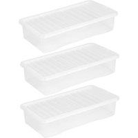 Wham Crystal Clear Under Bed Storage Box w/ Lid 42L - Set of 3, Clear
